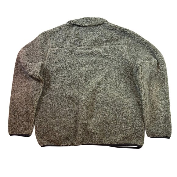 Woolrich Mens XL Sherpa Fleece Pullover Olive Green Quarter Zip Chest Pocket - Picture 2 of 6